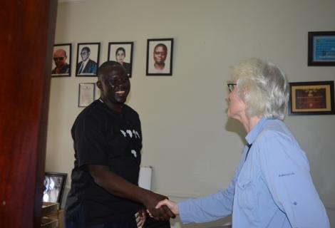The AAIU Country Director Xavier Ejoyi welcomesSally Henderson, the Senior Program Coordinator Extractives Governance, Women Land Rights and Transitional Justice at AAA when she visited Uganda to check progress of projects funded by the Australia Gov't.