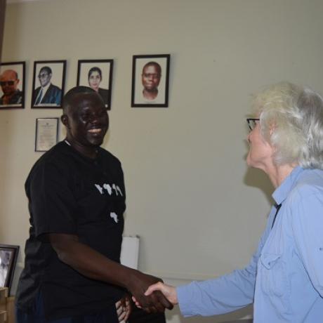 The AAIU Country Director Xavier Ejoyi welcomesSally Henderson, the Senior Program Coordinator Extractives Governance, Women Land Rights and Transitional Justice at AAA when she visited Uganda to check progress of projects funded by the Australia Gov't.