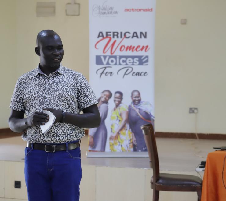 David Aubu, the Regional Program Coordinator for Northern Uganda, gives opening remarks at the training.