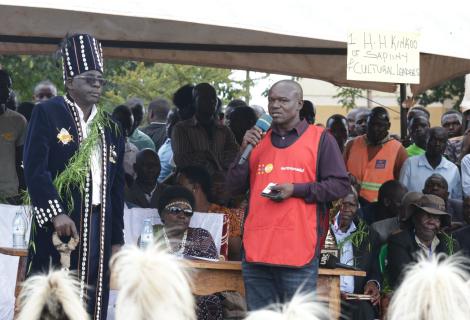 Samuel Ononge, makes remarks on behalf of Actionaid International at the event