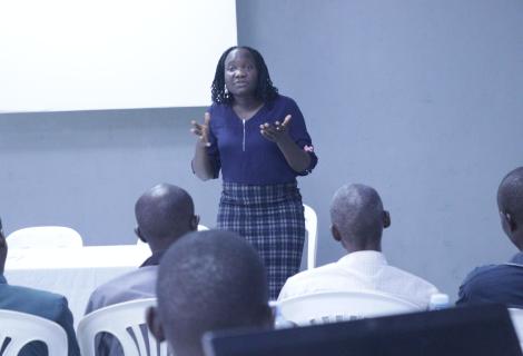 Esther Kisembo of ActionAid speaks to the HRDS