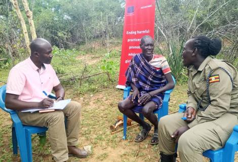 ActionAid Legal Officer Emmanuel officer legal guidance to residence in Karamoja