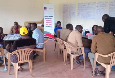 Community leaders from Karamoja meet to discuss strategies of combating harmful practices