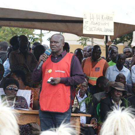 Samuel Ononge, makes remarks on behalf of Actionaid International  at the event