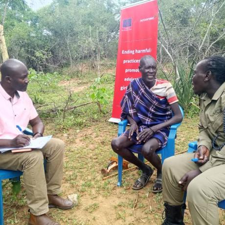ActionAid Legal Officer Emmanuel officer legal guidance to residence in Karamoja