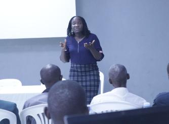 Esther Kisembo of ActionAid speaks to the HRDS