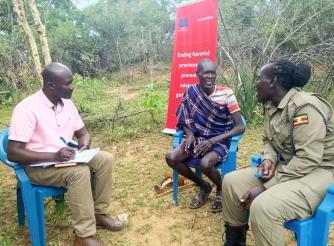 ActionAid Legal Officer Emmanuel officer legal guidance to residence in Karamoja